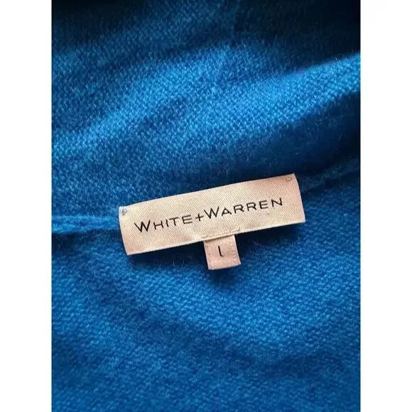 White + Warren Cobalt Blue Cashmere Cardigan Soft Large - Picture 10 of 10